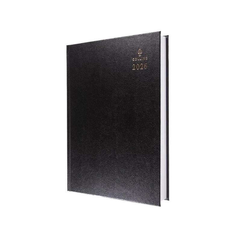 Collins - Desk - 2026 12 Month Calendar Year Planner, Two Page-A-Day Diary, A4 Hard Cover - Black (47.99-26)