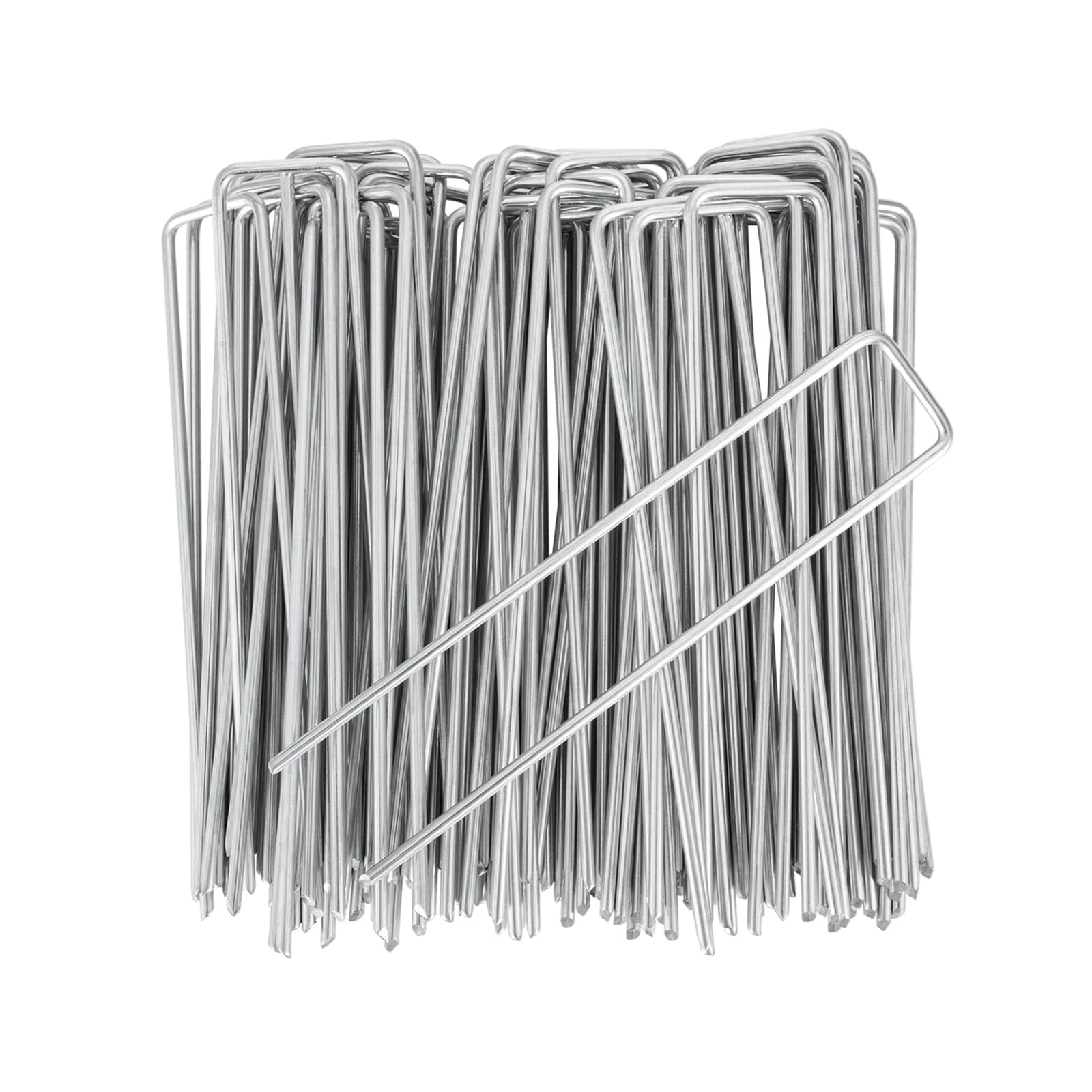 RnCop 50 Pack Galvanized Garden Pegs, 6"/15cm Weed Membrane Pegs, Strong U-Shaped Ground Stakes Steel for Fixing Landscape Fabric