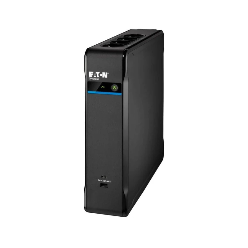 Eaton Serie Ellipse 3P UPS 3P1300UD – 1300VA 840W Off‑Line Power Backup, Silent Fanless Design, 8× Schuko Outlets (Battery + Surge & Surge‑Only), USB‑A/USB‑C Charging, Cloud‑Ready, Black (B0F4CDW1SW)