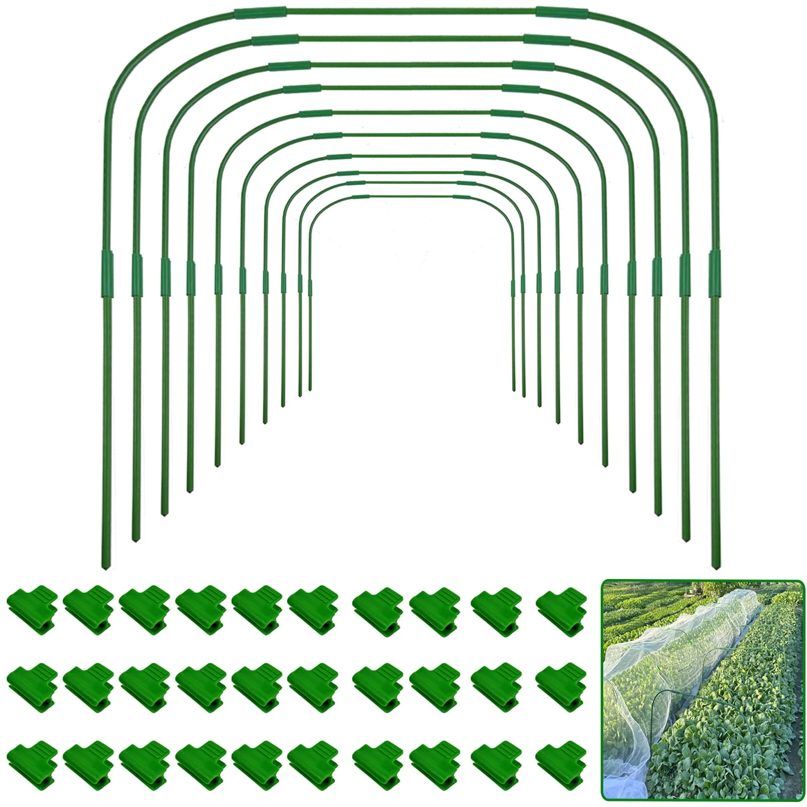 10 Packs 82X105cm Garden Hoops for Netting, Greenhouse Hoops for Raised Beds,Garden Hoops for Netting Tunnel DIY Multipurpose for Row Cover Frame Tunnel Hoop, Grow Tunnel Frame（有专利）