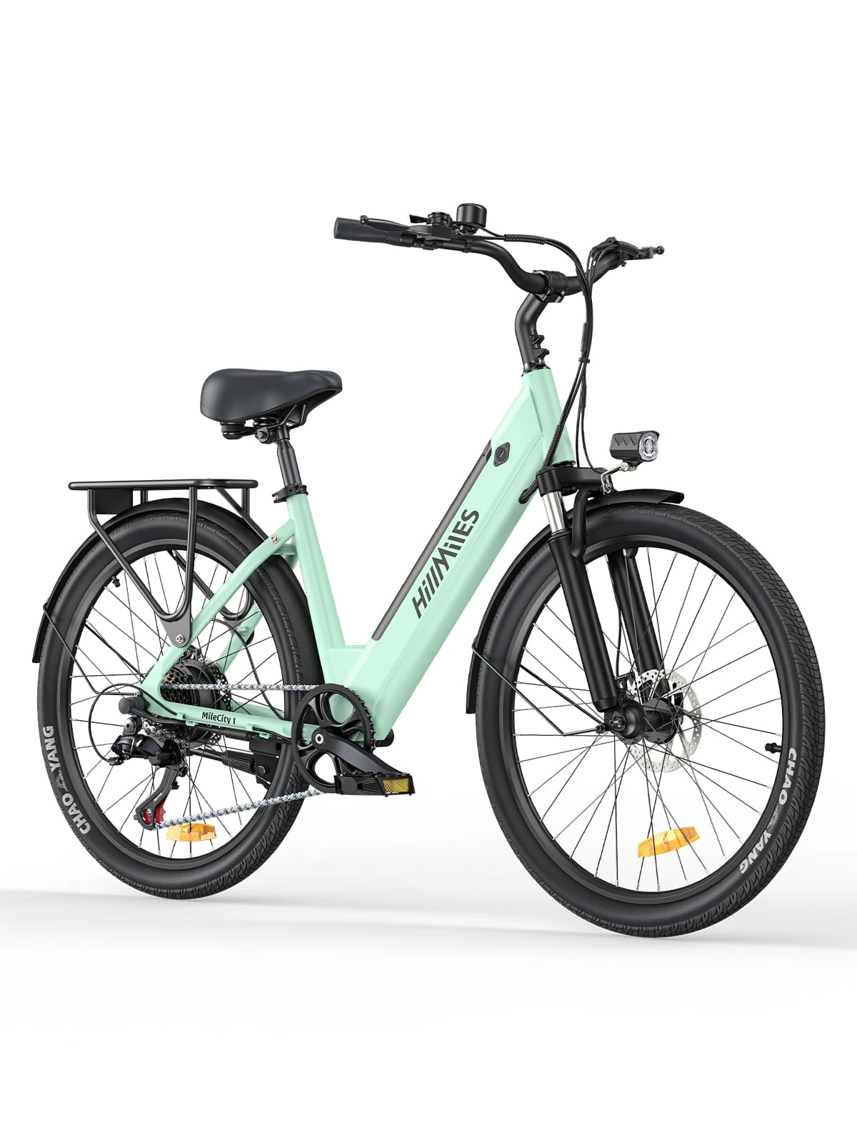 HillMiles MileCity1 26" Adult Electric Bike, 7-Speed 36V 13Ah Removable Battery, 25km/h & 80-100km Range E-bike For Urban Commuters, IP65 Waterproof (Green)