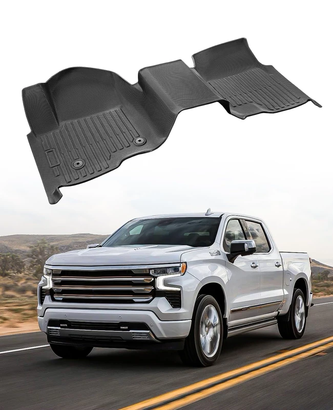 for Chevy Silverado & GMC Sierra 1500/2500HD/3500HD 2019-2025 Floor Mats Carpet Liner All Weather Protector heavy Duty TPE Rubber Car Mats for Chevrolet Silverado & GMC Sierra 2020 2021 2022 2023 2024