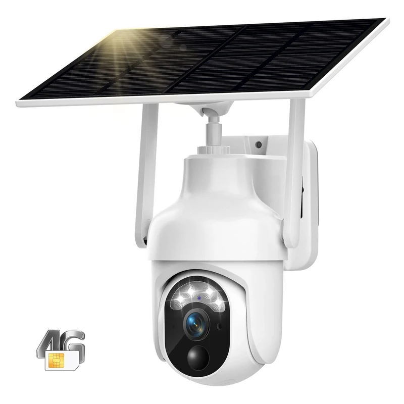 Geekee 4G LTE Cellular Security Cameras Wireless Outdoor Solar Battery Powered Cameras With SIM Card 2K 360° View for Home Security Outside Color Night Vision Motion Detection IP65 SD/Cloud Storage