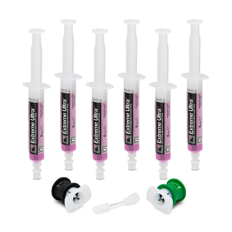 ERRECOM Extreme Ultra - 6 x 6mL, Leak Stop for Vehicle A/C Systems, Includes R1234yf and R134a adapters