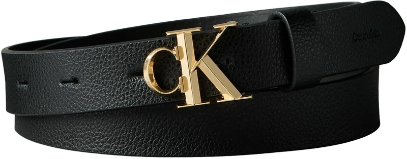 Calvin Klein Women's FACET CK BUCKLE PEBBLE STRAP 25M LV04F7060G Belts, BLACK (BLACK/ANTIQUE LIGHT GOLD), 125