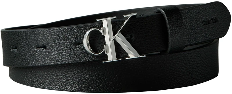 Calvin Klein Women's FACET CK BUCKLE PEBBLE STRAP 25M LV04F7060G Belts, BLACK (BLACK/ANTIQUE NICKEL), 80