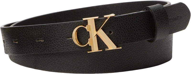 Calvin Klein Women's FACET CK BUCKLE PEBBLE STRAP 25M LV04F7060G Belts, BLACK (BLACK/ANTIQUE LIGHT GOLD), 110