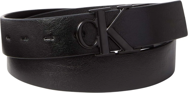 Calvin Klein Men's CK BUCKLE TUMBLED 35MM ADJ/REV LV04D7049G Belts, BLACK (Black/Black/Matte Black), 105