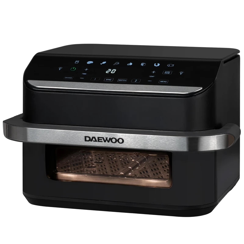 Daewoo Mega Drawer 10L Dual Air Fryer, Sync Finish & Match Cook, 8 Presets, Dual Drawer Cooking, Healthier Frying, Easy Clean Non-Stick, Family Size