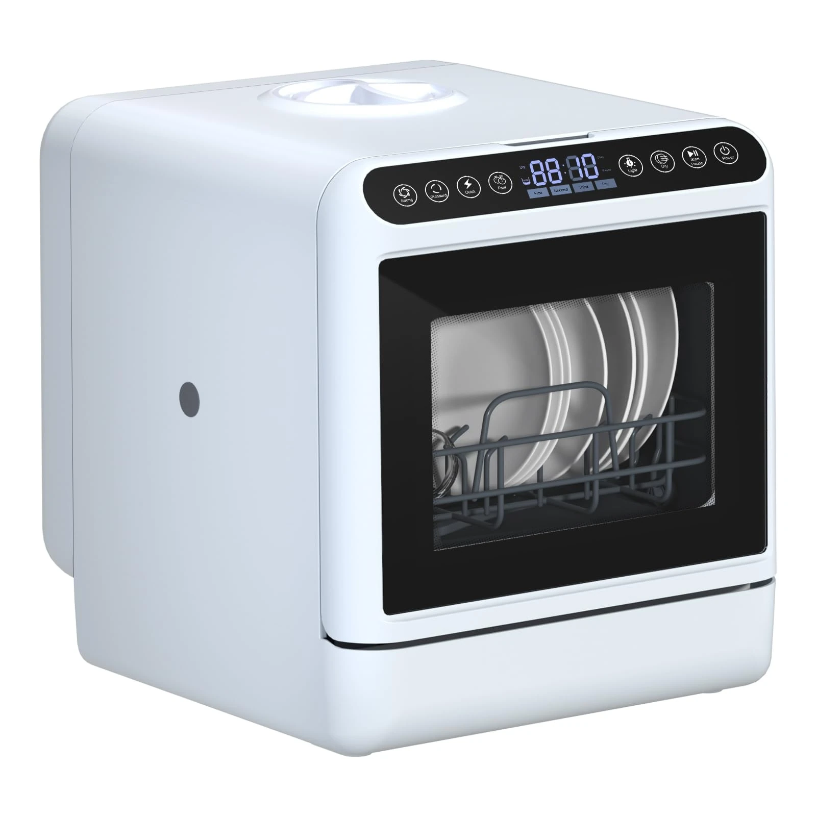 cadciehe Table Top Dishwasher, Portable Countertop Dishwasher, 5L Tank, Energy-Efficient, 5 Wash Programs, 75°C High-Temperature Cleaning, 40-Piece Capacity, White