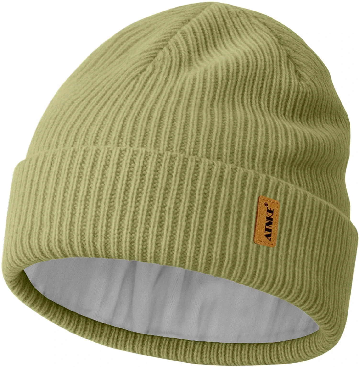 ATNKE Unisex Knit Beanie Hat, Stretchy Thick Warm Fleece Lined Daily Winter Soft Cuffed Wooly Skull Cap Gifts for Men Dad and Women/Army Green