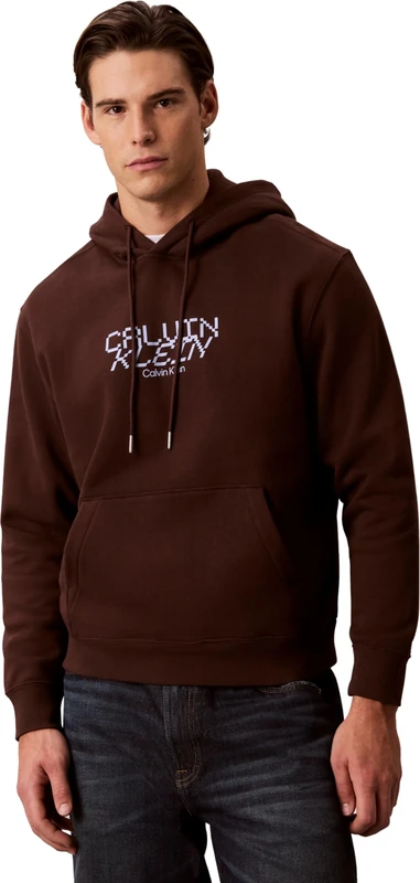 Calvin Klein Men's LS 350FLEECE CALVIN TECH GRAPHIC LV14LE251G, BROWN, L