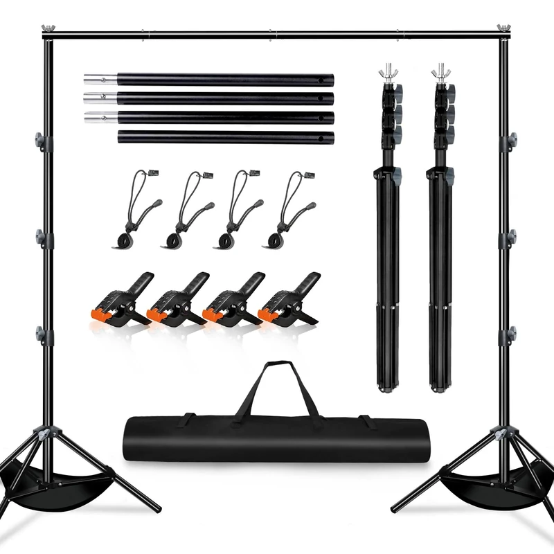 Heysliy Backdrop Stand Kit, 3m x 3m(9.8ft by 9.8ft) Photography Background Stand,Adjustable Height and Width Backdrop Stand Frame for Decoration,Photo,Party