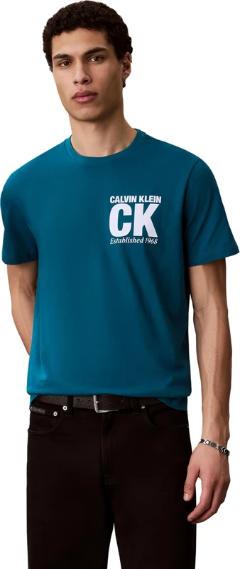 Calvin Klein Men's SS 30s WHSL SP CK Corner Graphic LV04RE819G, Blue, 2XL