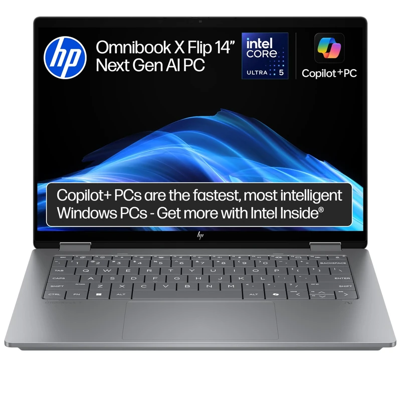 HP OmniBook X Flip NGAI 14" Laptop | CoPilot+ PC | Intel® Core™ Ultra 5-226V Processor | 16GB RAM | 512GB SSD | Intel® Arc™ 130V | 2K IPS Touchscreen | Up to 22.75Hr Battery | Windows 11 | 14-fm0005sa