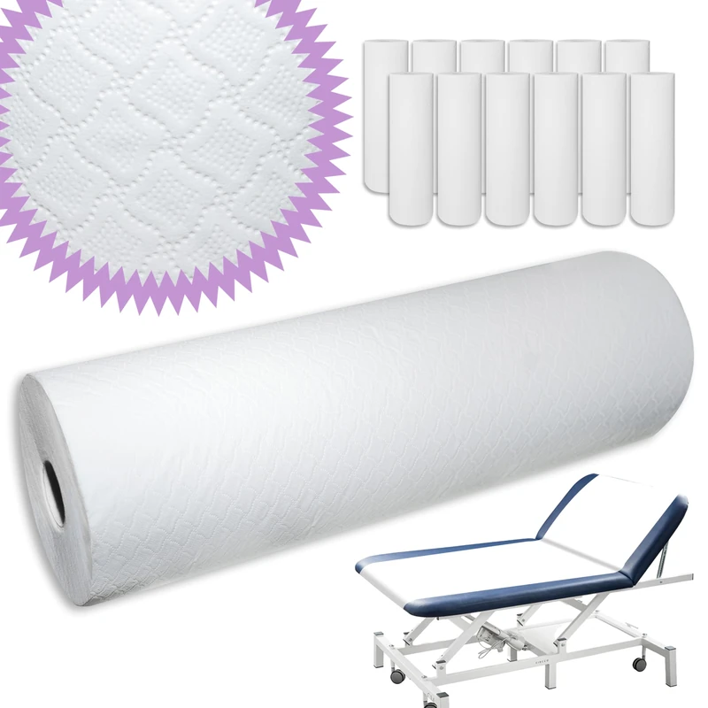 LUNEDA 12 Sheets Medical for Cot Beds – for Beauticians, Doctors, Massage Table, Physiotherapist, Soft, Professional Roll, Disposable, Made in Italy, in Double Cellulose Paper, H 60 cm – 12 Pieces - Image 1
