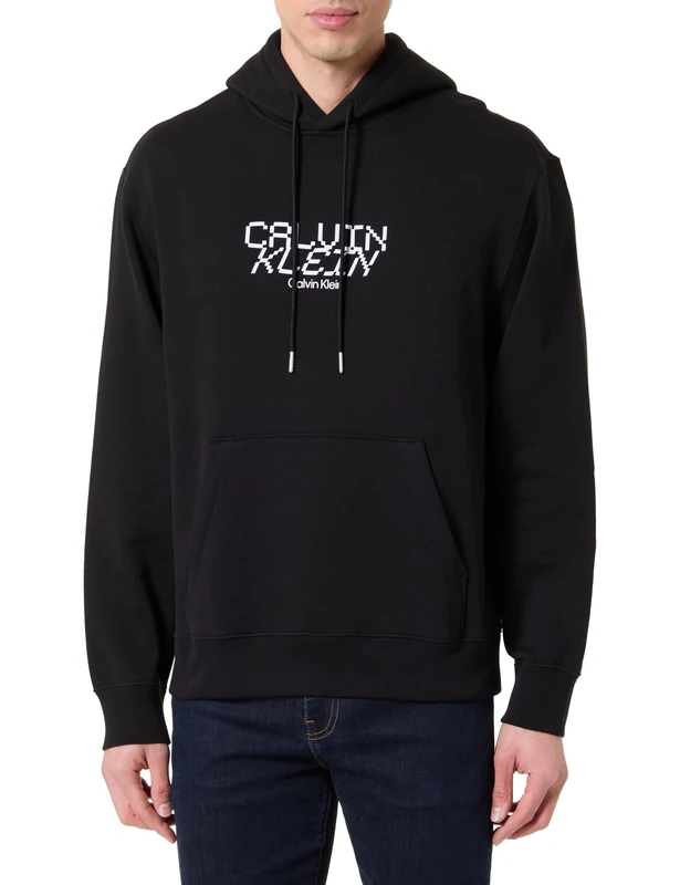 Calvin Klein Men's LS 350FLEECE CALVIN TECH GRAPHIC LV14LE251G, BLACK, XS