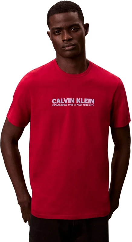 Calvin Klein Men's SS 30s WHSL SP GRAP LV04RE820G, RED, M