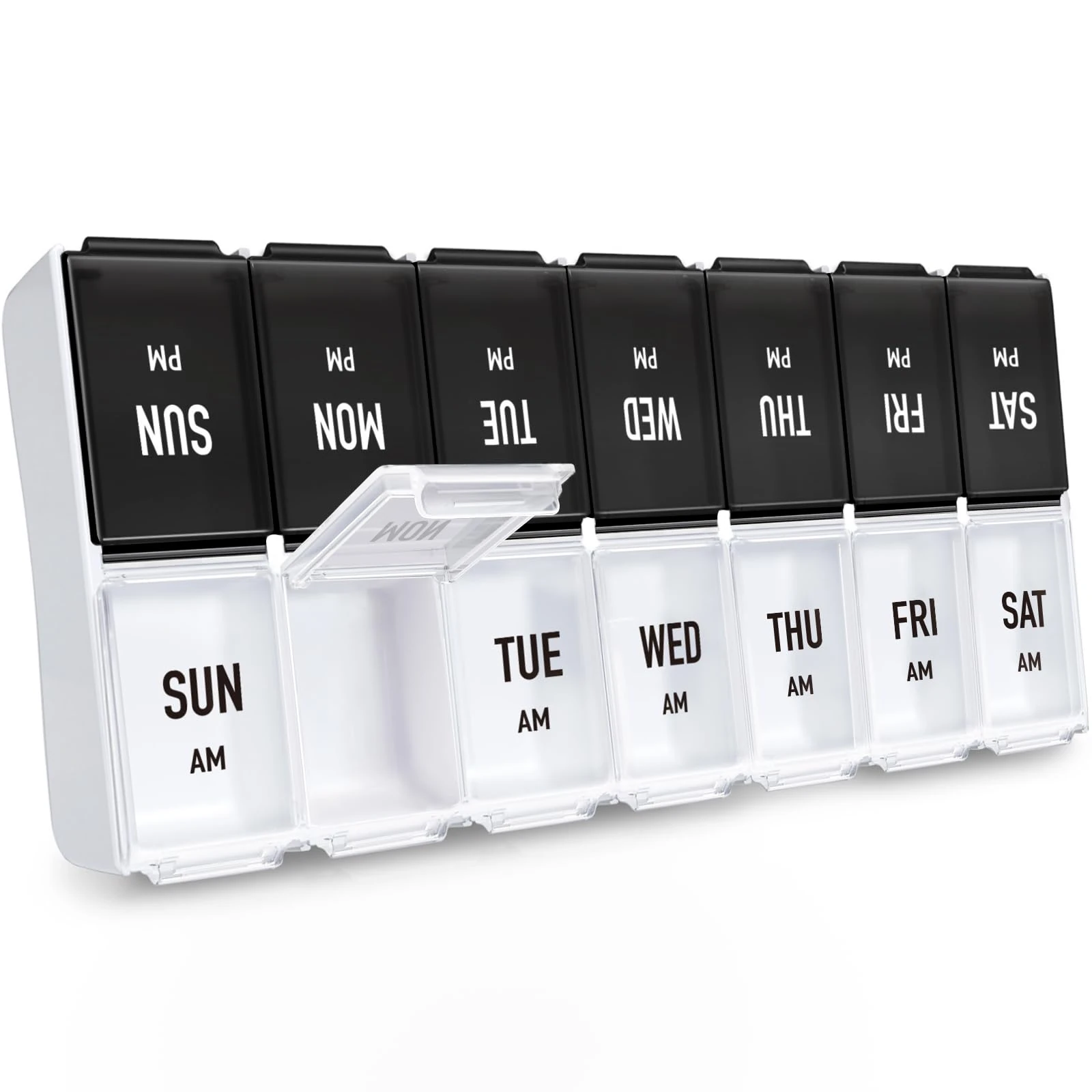 AUVON Pill Box Organiser, Weekly Pill Boxes 7 Day 2 Times a Day, XL Pill Organiser with Large Compartments for Easy Filling, BPA-Free AM PM Tablet Organiser for Vitamins, Fish Oils, Supplements