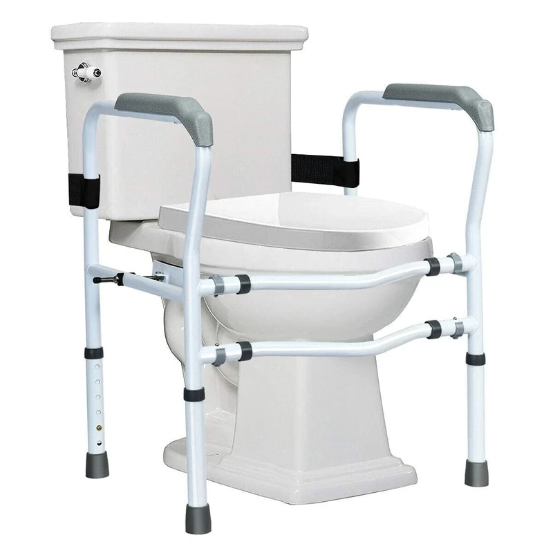 FANTASK Height Adjustable Toilet Support Aid with Armrests Without Drilling, Non-Slip Toilet Grab Handle, 48 x 65 x 84 cm