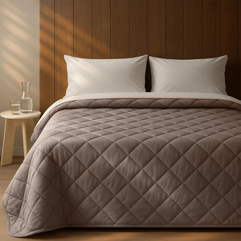 KASANOVA QUILT VELVET DOUBLE SQUARE TU TAUPE - Image 1