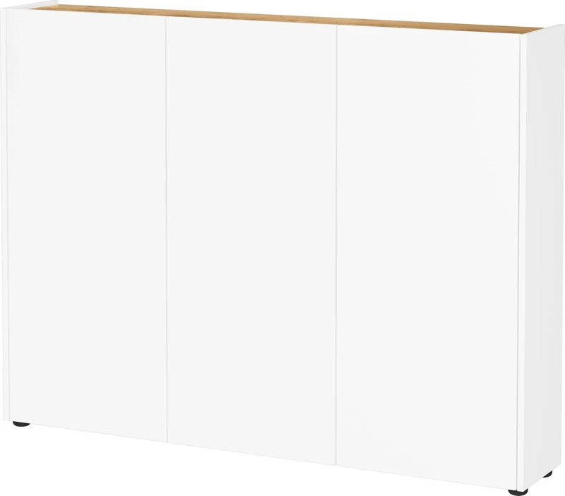 Germania Multi-purpose cabinet 1347-513 GW-Libbiano, low depth, ideal for narrow corridors, in White/Navarra-oak repro, 138 x 105 x 25 cm (WxHxD)