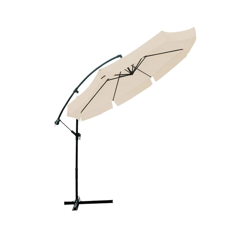 Avilia - Garden Parasol 300 cm Height 2.5 m with Decentered Arm, Waterproof and Anti-UV Fabric, Crank Opening, Modern Design for Outdoor Garden Furniture, beige