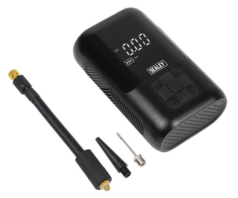 Sealey Rechargeable Tyre Inflator & Power Bank with Worklight - CTI130, Black