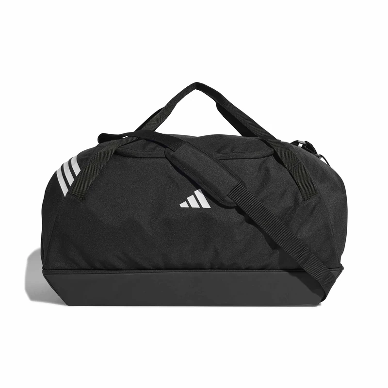 adidas Unisex TIRO Duffle Bag Large with Bottom Compartment, Black/White, One Size