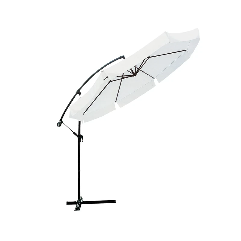 Avilia - Garden Parasol 300 cm Height 2.5 m with Decentered Arm, Waterproof and Anti-UV Fabric, Crank Opening, Modern Design for Outdoor Garden Furniture, White