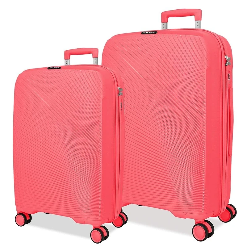 ROLL ROAD Orbit Suitcase Set Pink 54/64 cm Rigid 5.6 kg TSA Closure Polypropylene 5.6 kg 94.2L Hand Luggage, Pink, One Size, Suitcase Set