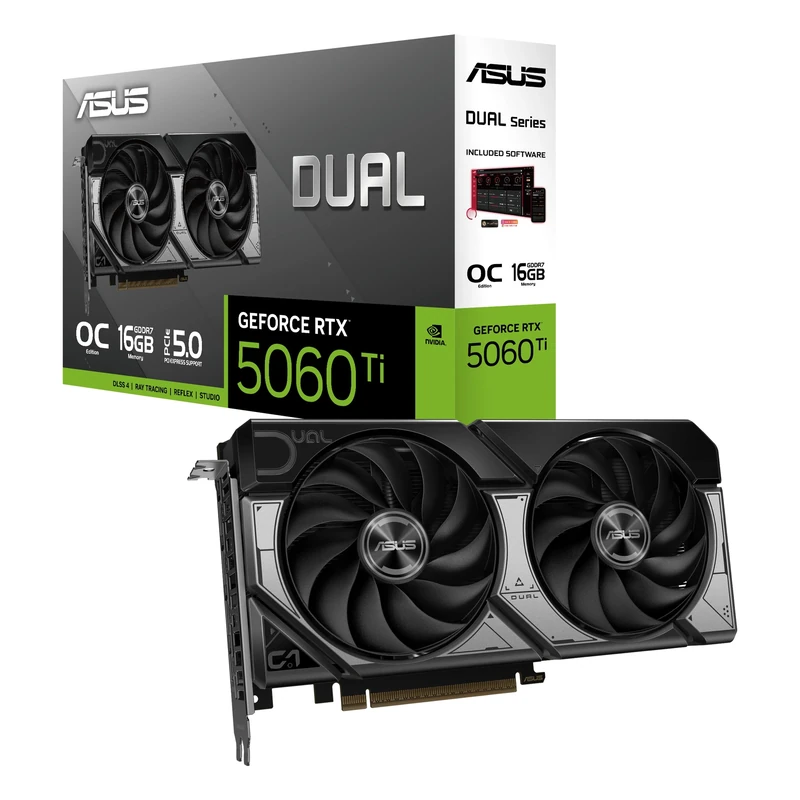 ASUS NVIDIA GeForce RTX 5060 Ti DUAL OC 16GB Blackwell Graphics Card
