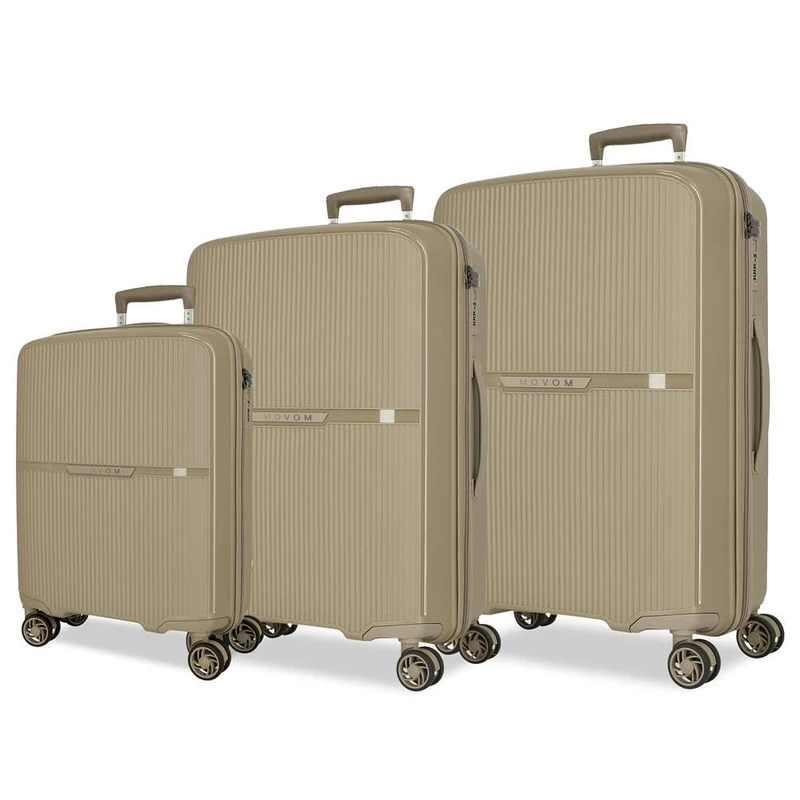 MOVOM Noon Luggage Set Beige 56/66/76 cm Rigid 2.8 kg TSA Closure Polypropylene 2.8 kg 219.5L Hand Luggage, Beige, One Size, Suitcase Set - Image 1