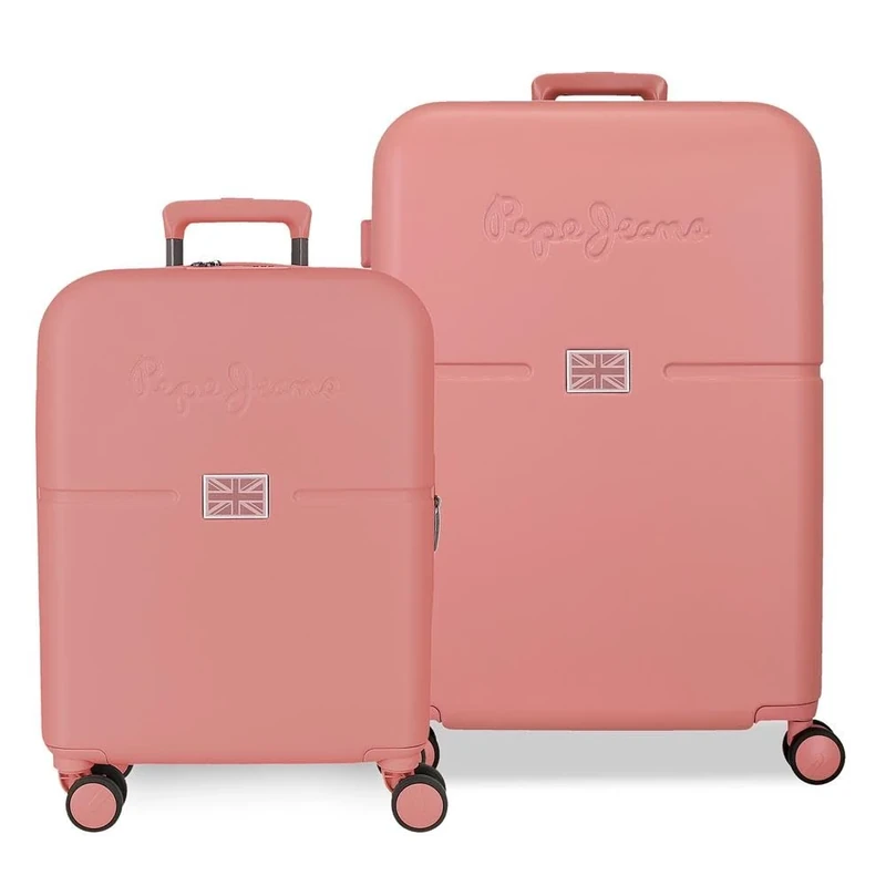 Pepe Jeans Accent Suitcase Set Pink 55/70 cm Rigid 2.8 kg TSA Closure ABS 2.8 kg 116 LExtensible Hand Luggage by Joumma Bags, Pink, One Size, Suitcase Set