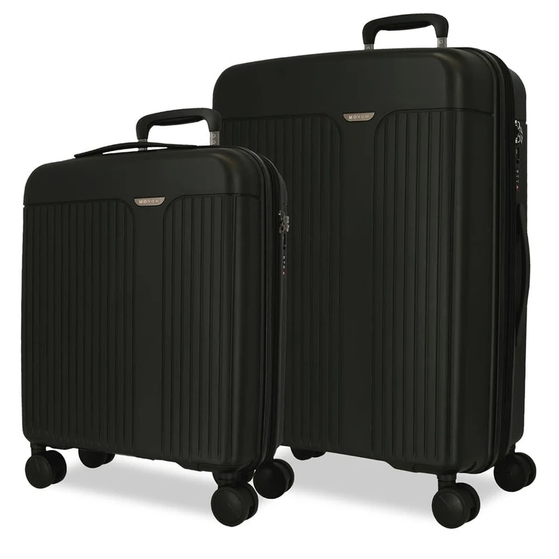 Movom Luggage Set Black 55/68 cm Rigid 6.7 kg TSA Closure Polypropylene 6.7 kg 109 x Tensible Hand Luggage, Black/White, One Size, Suitcase Set