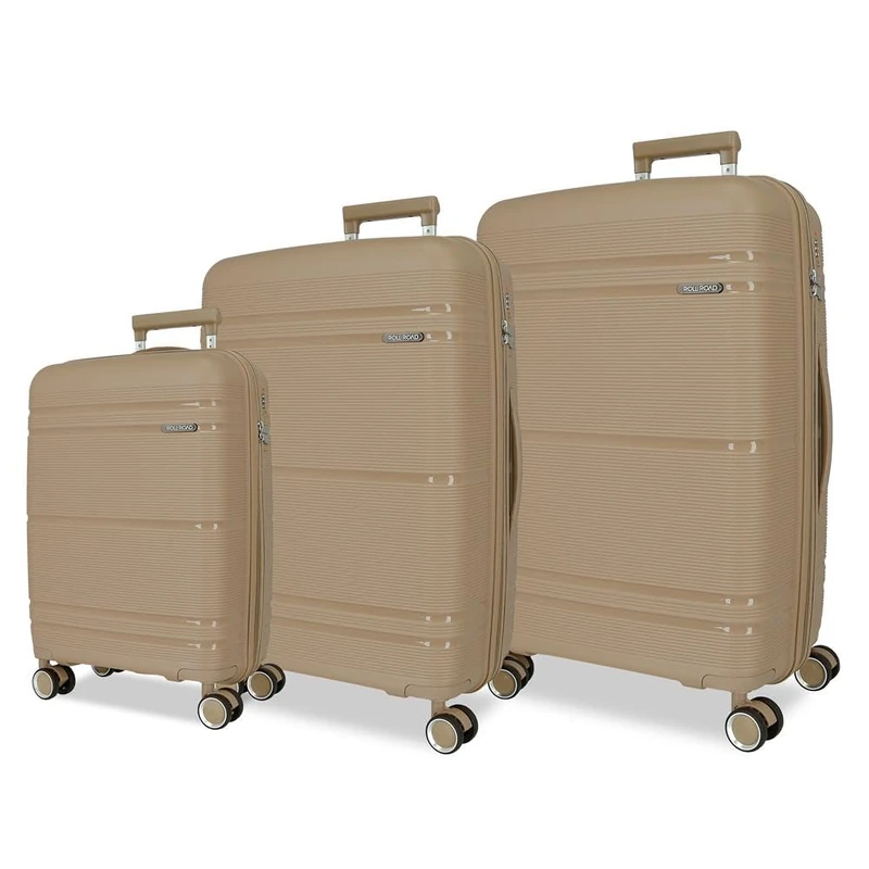 Roll Road Universe Luggage Set Beige 55/65/75 cm Rigid 9.7 kg TSA Closure Polypropylene 9.7 kg 198L Hand Luggage, Beige, One Size, Suitcase Set