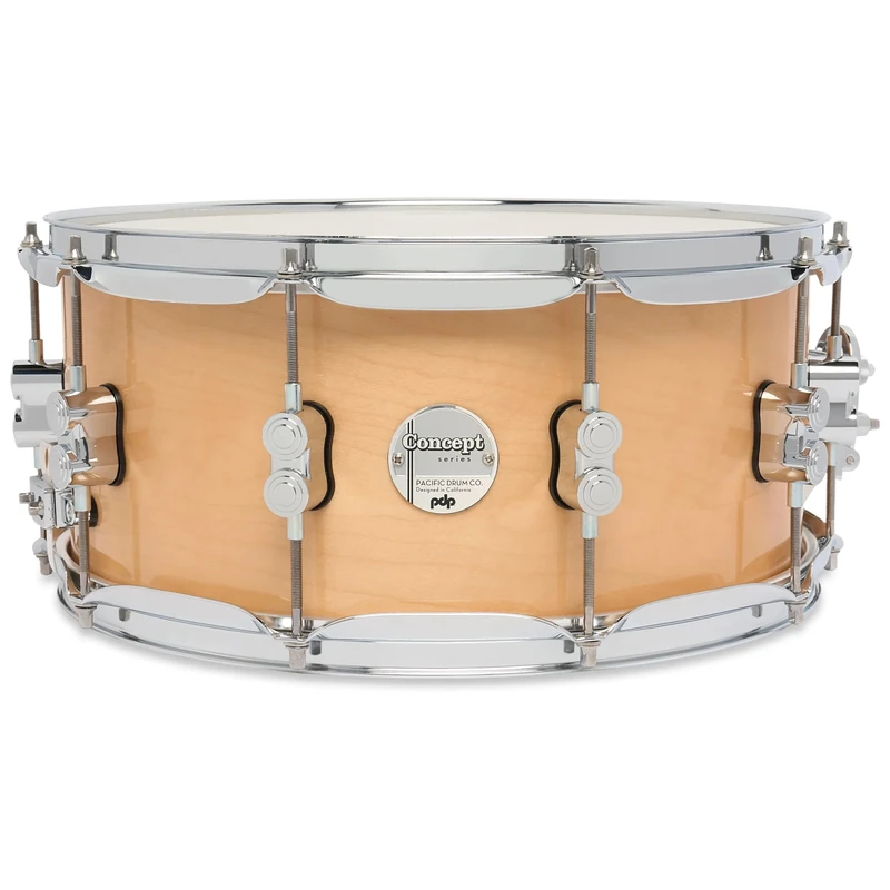 Pacific Drums Concept Maple Snare Drum, 14" x 6.5", Natural Lacquer | Features a 10-ply European Maple shell and high-end DW drum hardware