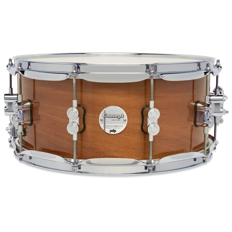 Pacific Drums Concept Maple Snare Drum, 14" x 6.5", Exotic Honey Mahogany | all-Maple shells with an exotic veneer, DW hardware, and more