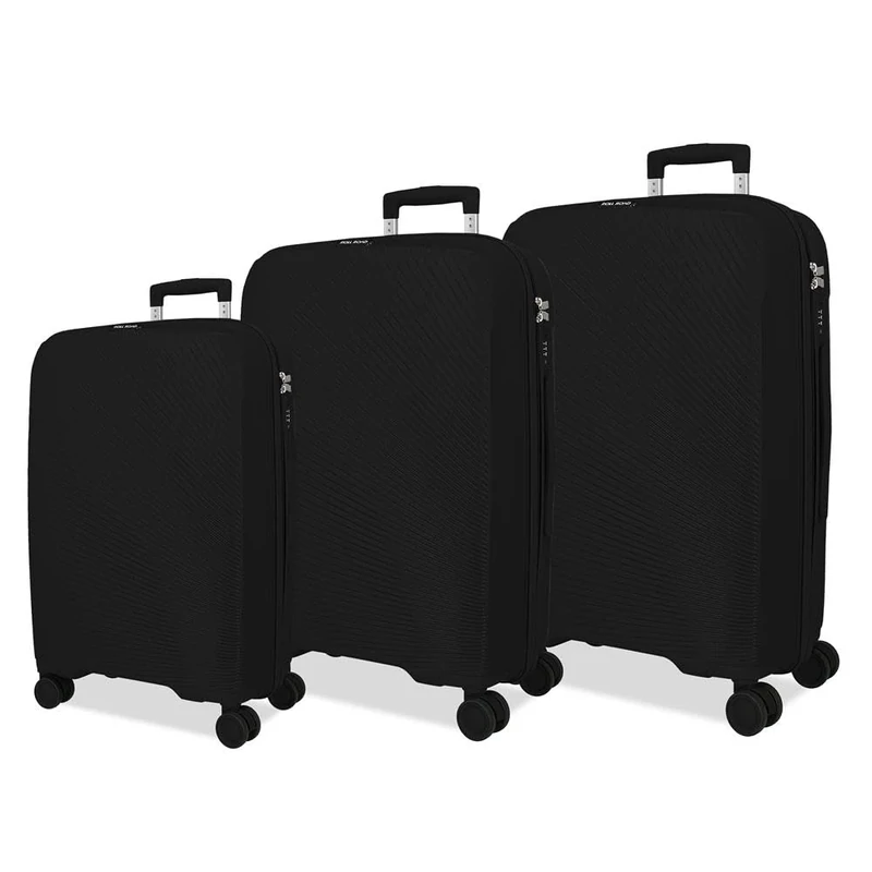 ROLL ROAD Orbit Luggage Set Black 54/64/75 cm Rigid 9.6 kg TSA Closure Polypropylene 9.6 kg 183L Carry-on Luggage, Black/White, One Size, Suitcase Set