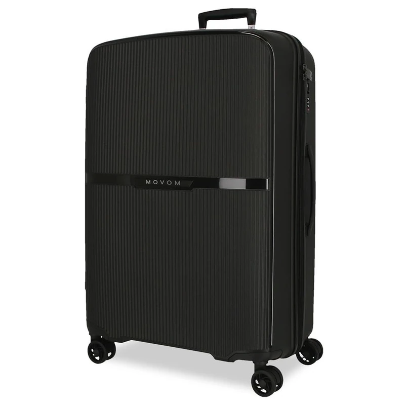 Movom Noon Large Suitcase Black 51x76x33 cm Rigid 4.6 kg TSA Closure Polypropylene 4.6 kg 109LExtensible, Black/White, One Size, Large Suitcase