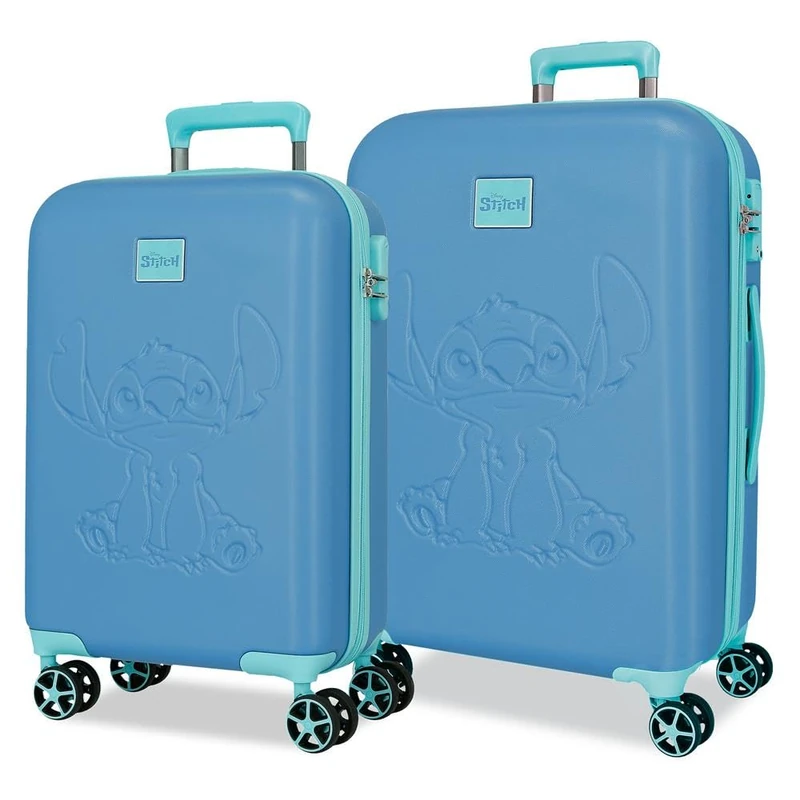 Joumma Disney Travelling with Stitch Suitcase Set Blue 55/60 cm Rigid 6.3 kg TSA Closure ABS 6.25 kg 100.64L Carry-on Luggage, Blue, One Size, Suitcase Set