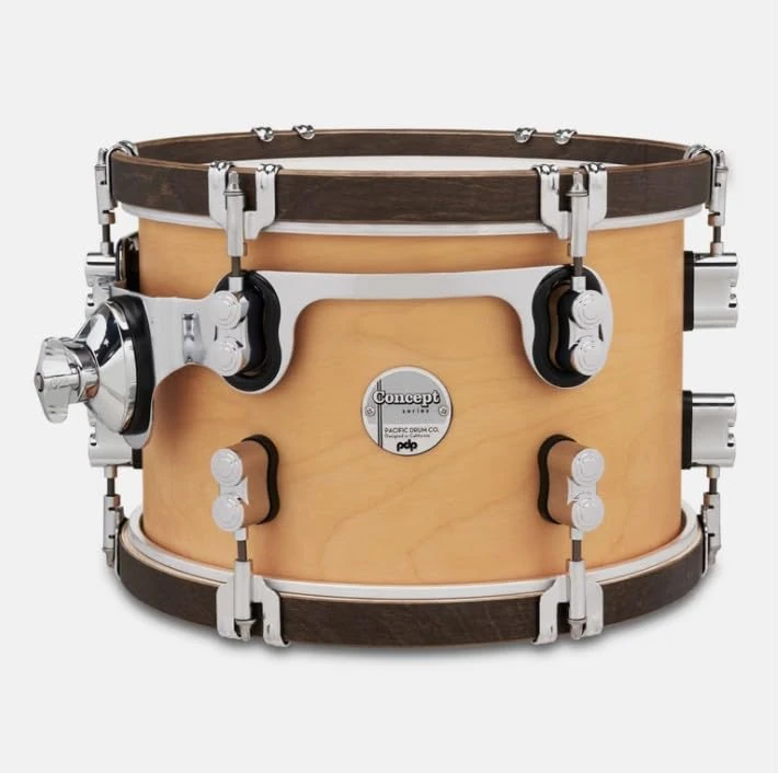 Pacific Drums Concept Classic Tom, 12" x 8", Ebony Stain, Natural Stain Hoops