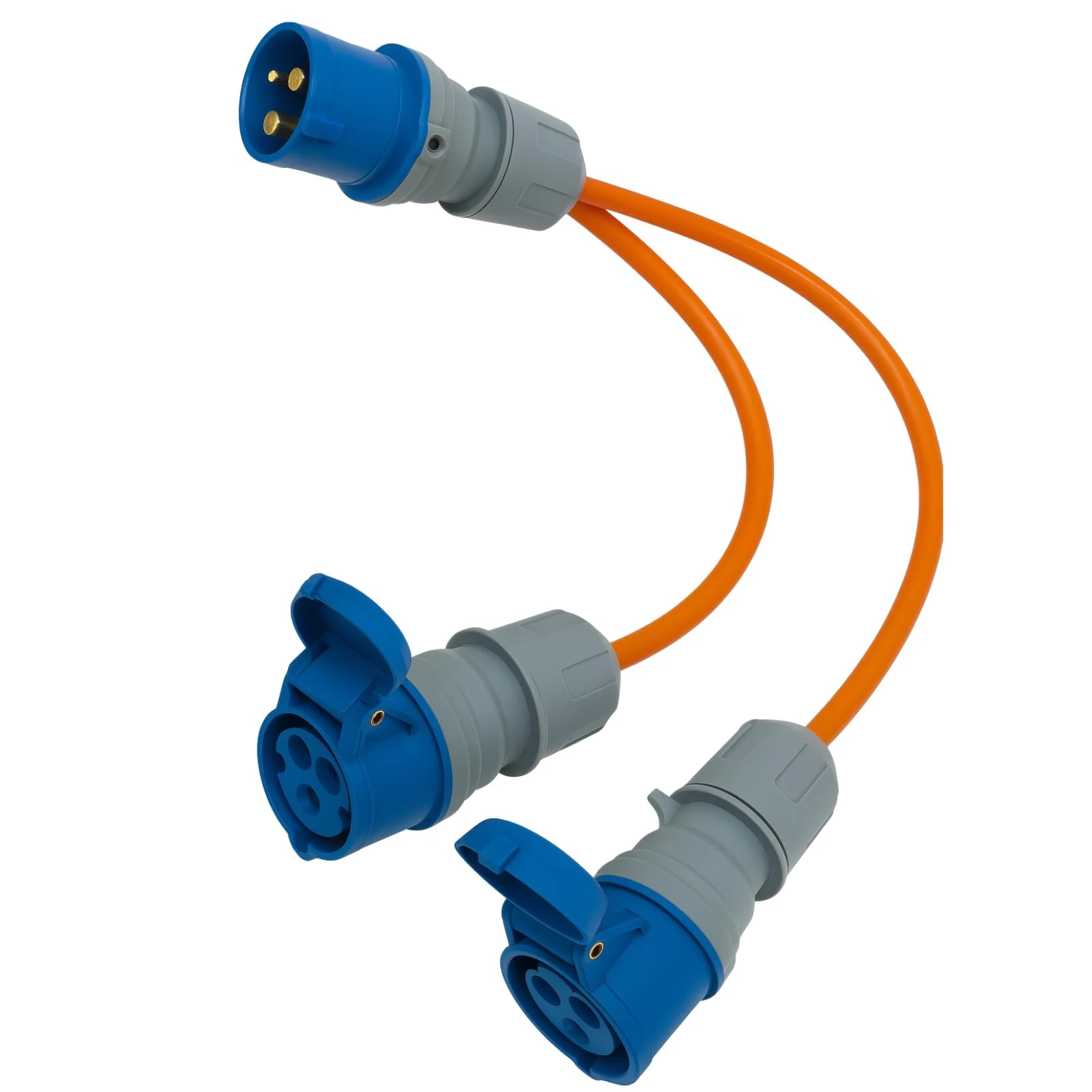 16 Amp Splitter Electric Cable – Male to Female 2 Way Splitter Caravan Hook Up Adapter for Camping, Caravans, Motorhomes, Catering Trailers and Generators 3 Pin Plug