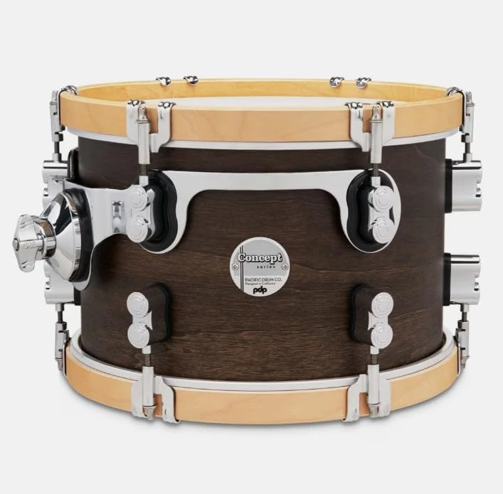 Pacific Drums Concept Classic Tom, 12" x 8", Natural Stain, Walnut Stain Hoops