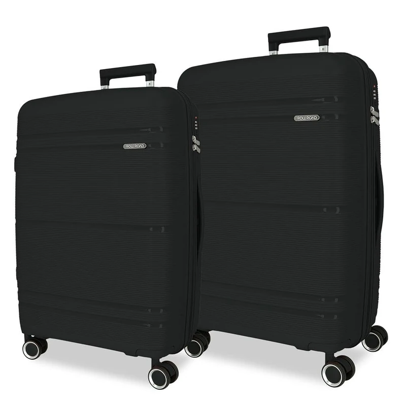 Roll Road Universe Luggage Set Black 65/75 cm Rigid 7.3 kg TSA Closure Integrated Polypropylene 7.3 kg 161L Extendable, Black/White, One Size, Suitcase Set