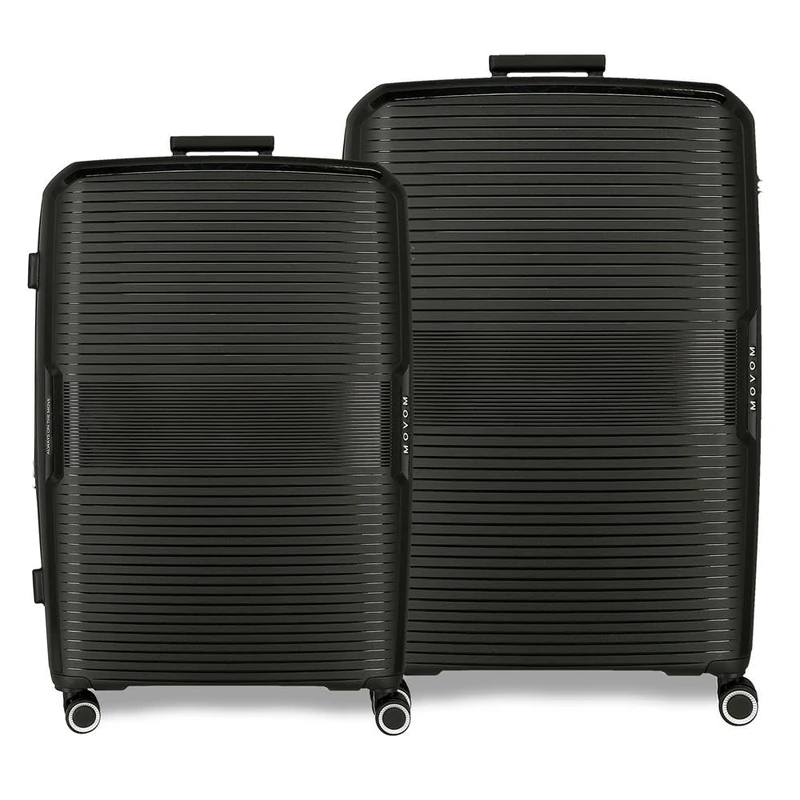 Movom Inari Luggage Set Black 68/78 cm Rigid 8 kg TSA Lock Integrated Polypropylene 8 kg 189L Extendable, Black/White, One Size, Suitcase Set