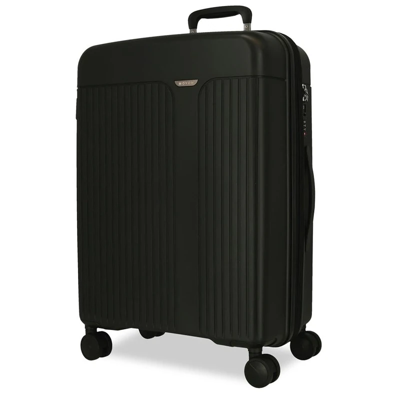 Movom Medium Suitcase Black 49x68x27cm Rigid 3.85kg TSA Closure Polypropylene 3.85kg 72LExtensible, Black/White, One Size, Medium Suitcase