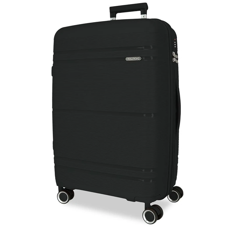 Roll Road Universe Medium Suitcase Black 44 x 65 x 26 cm Rigid 3.2 kg TSA Closure Polypropylene 3.2 kg 65LExtensible, Black/White, One Size, Medium Suitcase - Image 1