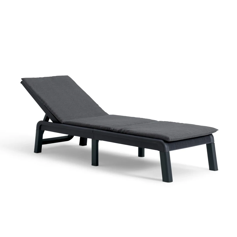 Keter Mallorca 4-Level Adjustable Sun Lounger – Grey | Reclining Outdoor Lounger with Jute-Effect Texture | Breathable & Weather-Resistant Resin | Compact Storage | Easy Assembly