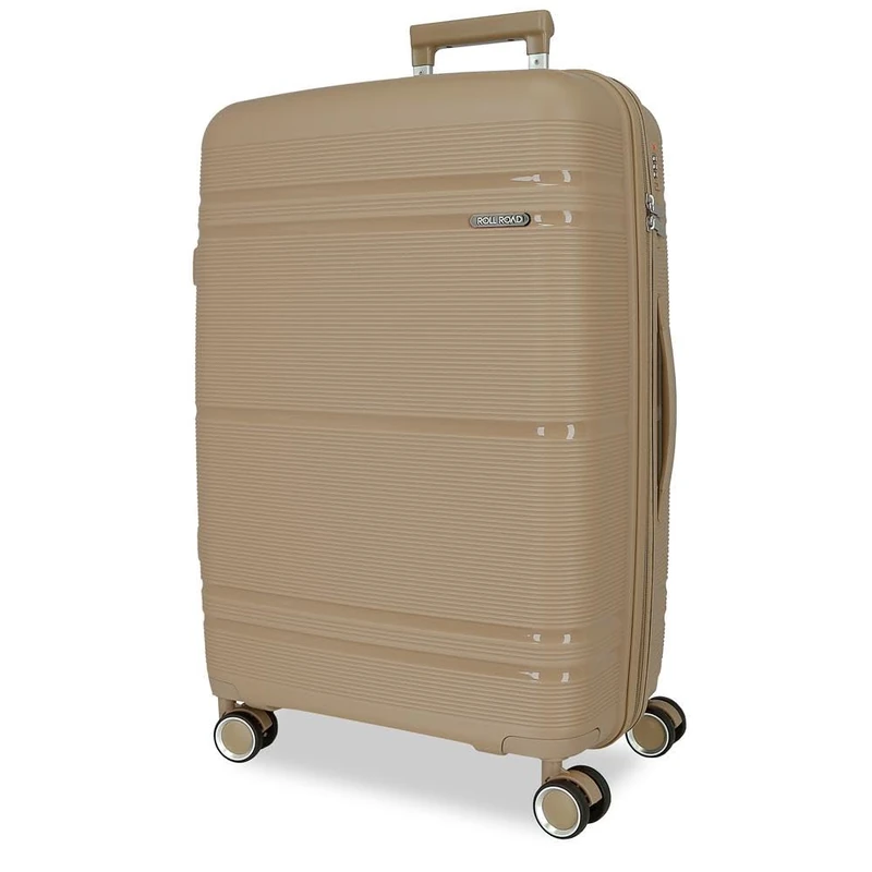 ROLL ROAD Universe Large Suitcase Beige 50 x 75 x 29 cm Rigid 4.1 kg TSA Closure Polypropylene 4.1 kg 96 LExtensible, Beige, One Size, Large Suitcase